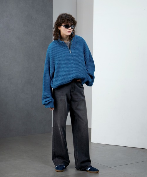 ENDER PRODUCTS（エンダープロダクツ）の「3Dジャガードダメージ ビッグシルエット ドライバーズニット【ENDER PRODUCTS/エンダープロダクツ】（ニット/セーター・メンズ・ブルー/ブラック/グレイッシュベージュ・M/L）」の16枚目の写真