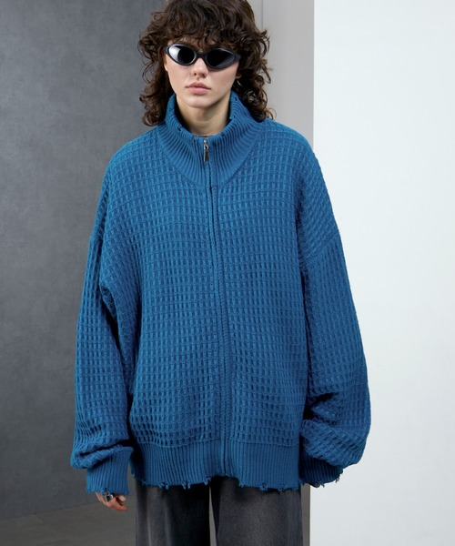 ENDER PRODUCTS（エンダープロダクツ）の「3Dジャガードダメージ ビッグシルエット ドライバーズニット【ENDER PRODUCTS/エンダープロダクツ】（ニット/セーター・メンズ・ブルー/ブラック/グレイッシュベージュ・M/L）」の17枚目の写真