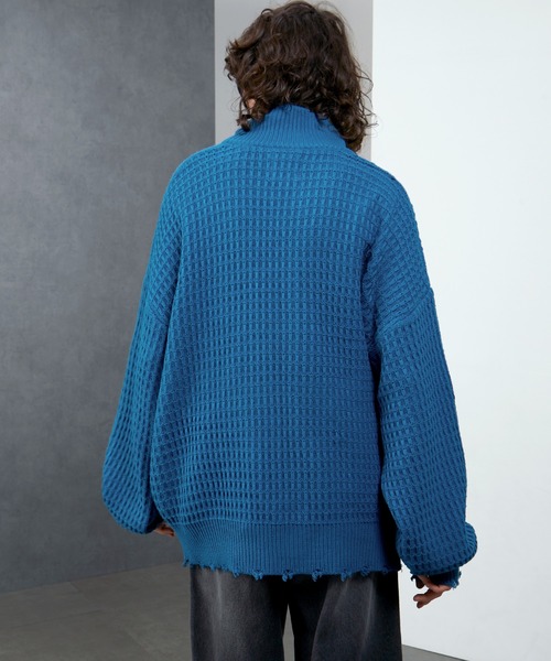 ENDER PRODUCTS（エンダープロダクツ）の「3Dジャガードダメージ ビッグシルエット ドライバーズニット【ENDER PRODUCTS/エンダープロダクツ】（ニット/セーター・メンズ・ブルー/ブラック/グレイッシュベージュ・M/L）」の18枚目の写真