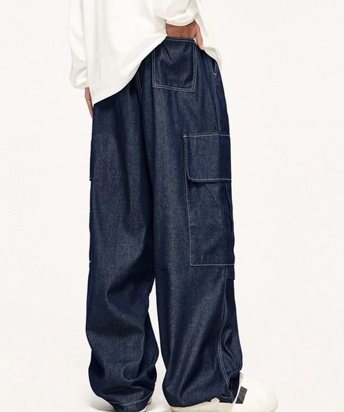 GENXDER(ノンジェンダー)の「【genxder】 ユニセックス 裾絞りポケットデニムカーゴパンツ(カーゴパンツ・メンズ・インディゴブルー/ブラック・SMALL/MEDIUM/LARGE)」の10枚目の写真