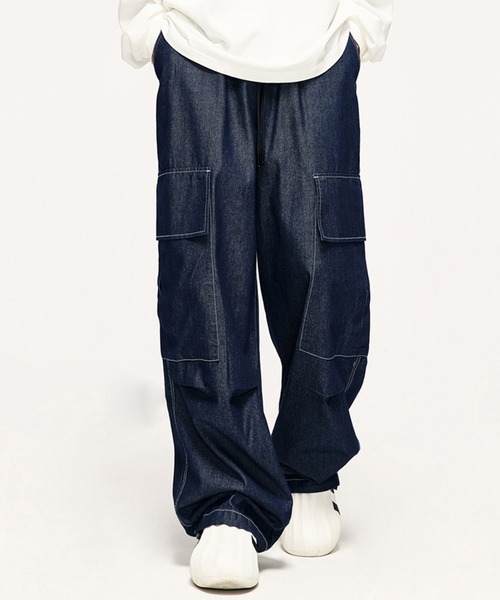 GENXDER(ノンジェンダー)の「【genxder】 ユニセックス 裾絞りポケットデニムカーゴパンツ(カーゴパンツ・メンズ・インディゴブルー/ブラック・SMALL/MEDIUM/LARGE)」の11枚目の写真