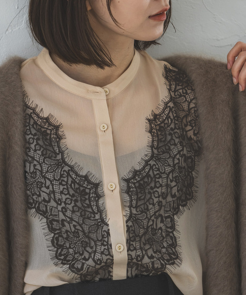 Noble（ノーブル）の「リバーレーストリミングシフォンブラウス