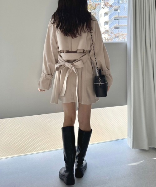 OLIVE des OLIVE（オリーブデオリーブ）の「マルチカラーヨークミドルコート　1032080100（ステンカラーコート・レディース・チャコールグレー/アイボリー/ブラック・FREE）」の6枚目の写真