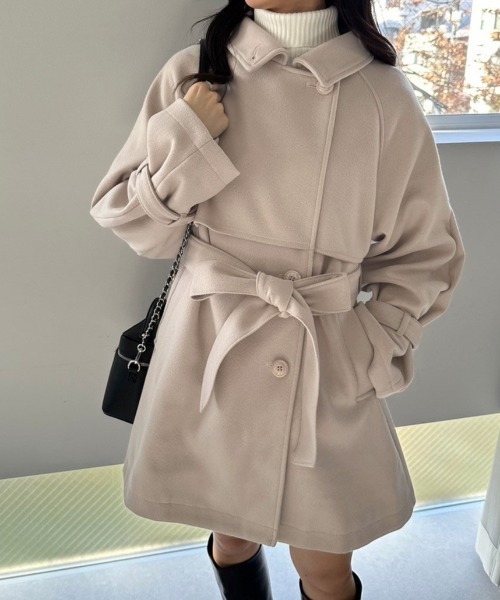OLIVE des OLIVE（オリーブデオリーブ）の「マルチカラーヨークミドルコート　1032080100（ステンカラーコート・レディース・チャコールグレー/アイボリー/ブラック・FREE）」の11枚目の写真
