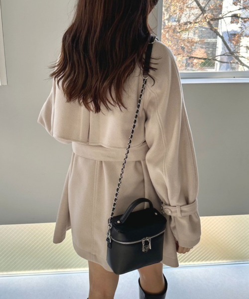 OLIVE des OLIVE（オリーブデオリーブ）の「マルチカラーヨークミドルコート　1032080100（ステンカラーコート・レディース・チャコールグレー/アイボリー/ブラック・FREE）」の13枚目の写真