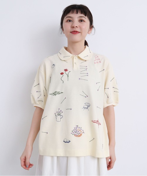 l'atelier du savon C/ピクニック刺繍ポロシャツ l'atelier du savon（アトリエドサボン）の「C/ピクニック刺繍
