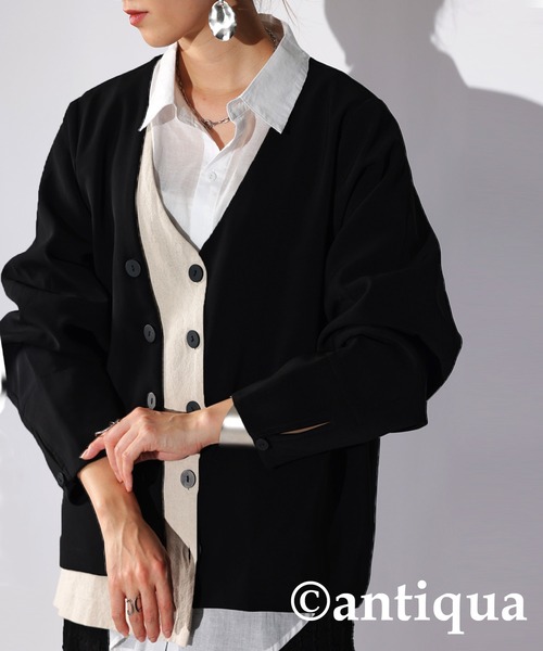 deres デレス 11th Patricia リネンジャケット 黒 通勤スーツ/入卒/セレモニー】ウーステッドカルゼ カラーレス