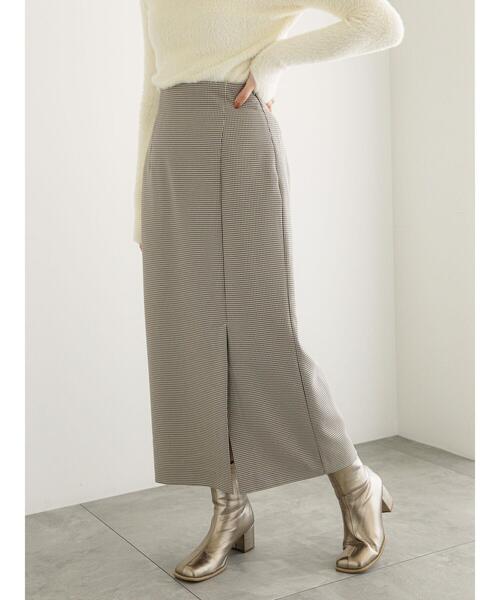 Te chichi(テチチ)の「チェックロングタイトスカート(セットアップ可)(スカート・レディース・ベージュ・F)」の4枚目の写真