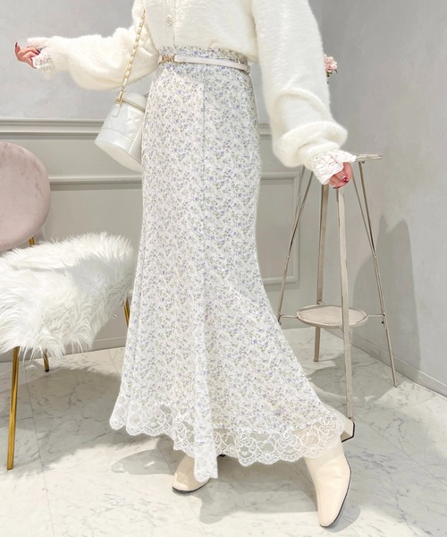apres jour（アプレジュール）の「裾レース花柄マーメイドスカート【ZOZOTOWN限定アイテム】（スカート・レディース・ピンク/ラベンダー・フリー/X-LARGE）」の5枚目の写真