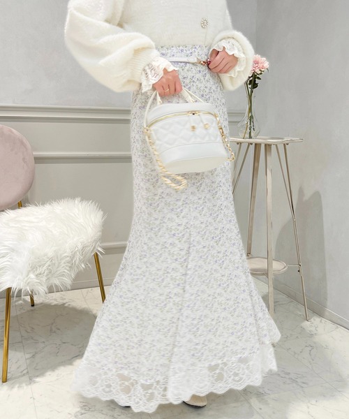apres jour（アプレジュール）の「裾レース花柄マーメイドスカート【ZOZOTOWN限定アイテム】（スカート・レディース・ピンク/ラベンダー・フリー/X-LARGE）」の4枚目の写真