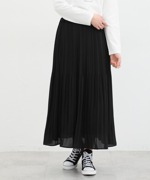 Honeys（ハニーズ）の「プリーツロングスカート（スカート・レディース・ミント/グレイッシュベージュ/ピンク/ブラック/ブルー系その他・LL/3L/M/S/L）」の7枚目の写真