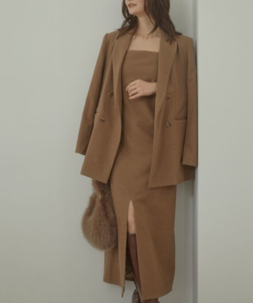 ACYM（アシーム）の「Chic herringbone slit ワンピース（ワンピース・レディース・ブラウン/アイボリー・FREE）」の10枚目の写真