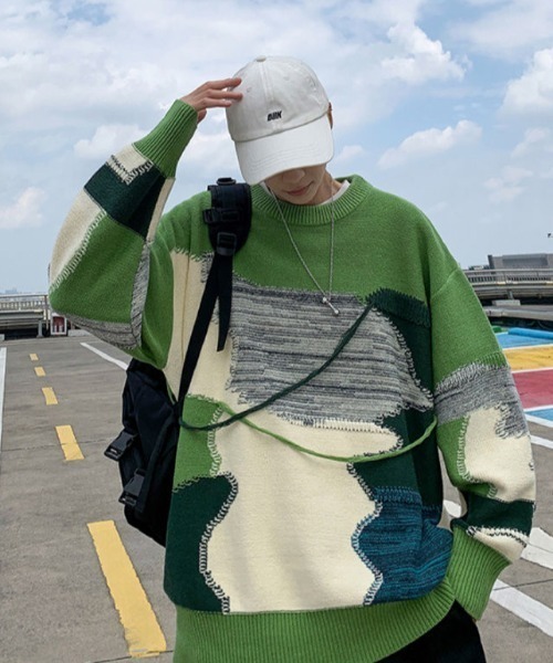 MGV(エムジーヴィー)の「マルチカラードッキングニット(ニット/セーター・メンズ・グリーン/ブラック・X-LARGE/MEDIUM/LARGE)」の4枚目の写真