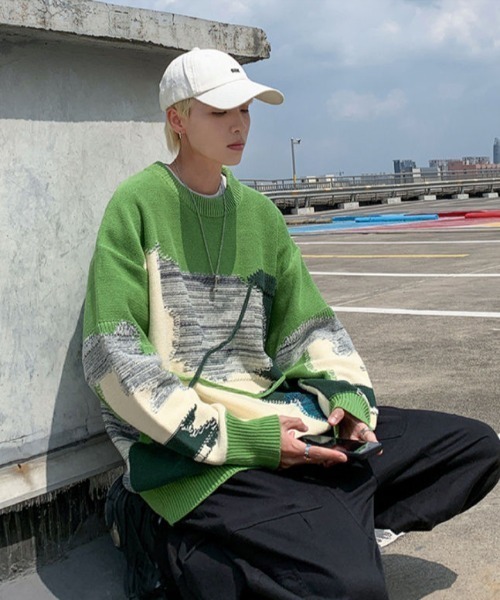 MGV(エムジーヴィー)の「マルチカラードッキングニット(ニット/セーター・メンズ・グリーン/ブラック・X-LARGE/MEDIUM/LARGE)」の6枚目の写真