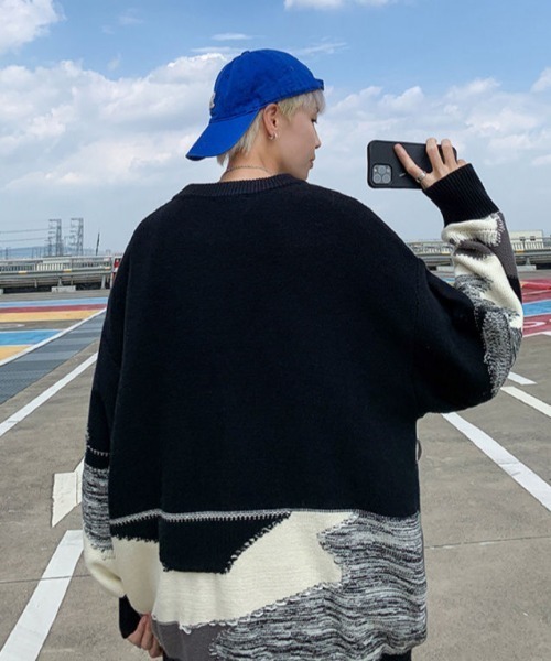 MGV(エムジーヴィー)の「マルチカラードッキングニット(ニット/セーター・メンズ・グリーン/ブラック・X-LARGE/MEDIUM/LARGE)」の8枚目の写真