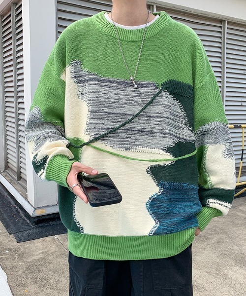 MGV(エムジーヴィー)の「マルチカラードッキングニット(ニット/セーター・メンズ・グリーン/ブラック・X-LARGE/MEDIUM/LARGE)」の11枚目の写真