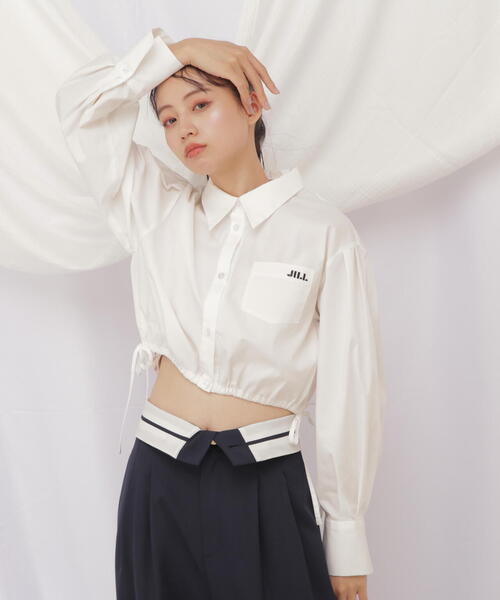 JILL by JILL STUART（ジルバイジルスチュアート）の「◇ロゴ入りウエストリボンシャツ（シャツ/ブラウス・レディース・ブルー/ホワイト/グレー系その他・FREE）」の12枚目の写真