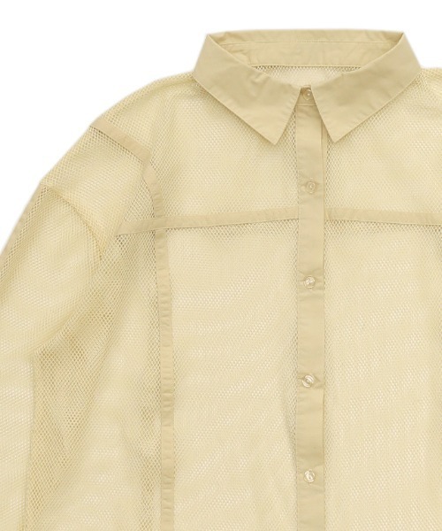 select MOCA(セレクトモカ)の「パイピングメッシュシャツ(シャツ/ブラウス・レディース・ブラック/アイボリー/ライトブラウン・FREE)」の8枚目の写真