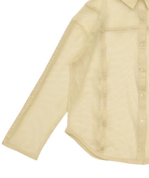 select MOCA(セレクトモカ)の「パイピングメッシュシャツ(シャツ/ブラウス・レディース・ブラック/アイボリー/ライトブラウン・FREE)」の9枚目の写真
