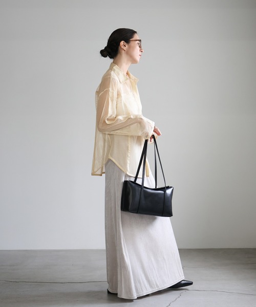 select MOCA(セレクトモカ)の「パイピングメッシュシャツ(シャツ/ブラウス・レディース・ブラック/アイボリー/ライトブラウン・FREE)」の14枚目の写真