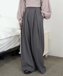 UNE MANSION | 【男女兼用/UNISEX】【美脚/足長効果あり】2WAY仕様ウエストゴムハイウエストピンタックワイドシルエットロングスラックス(スラックス)