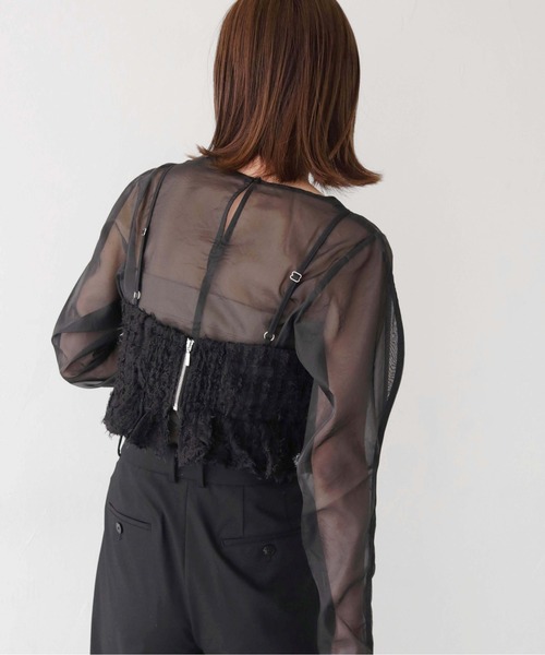 CLEIO（クレイオ）の「【CLEIO】フリルチュールビスチェ／ビスチェキャミ/RUFFLED TULLE BUSTIER/940-11632（キャミソール・レディース・ブラック/アイボリー・FREE）」の12枚目の写真