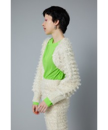 美品　HeRIN.CYE　ヘリンドットサイ 　ショートカーデイガン　ボリューム袖 HeRIN.CYE - ショートカーディガン - Short cardigan- PINK