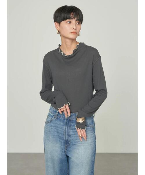 AMERICAN HOLIC(アメリカンホリック)の「バイカラーシアータートルプルオーバー(Tシャツ/カットソー・レディース・アイボリー/チャコールグレー・M/L)」の9枚目の写真