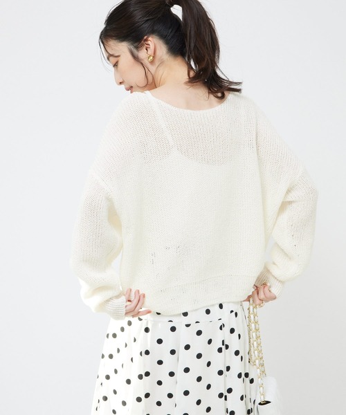 La boutique BonBon（ラブティックボンボン）の「ストローヤーン片畦２WAYニット（ニット/セーター・レディース・グリーン系/ホワイト/サックスブルー/ピンク・FREE）」の17枚目の写真