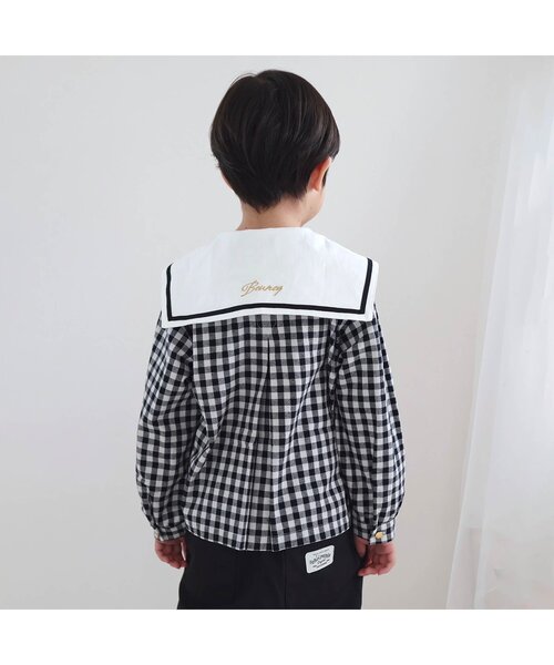 apres les cours（アプレレクール）の「【リンク】セーラーカラーシャツ（シャツ/ブラウス・キッズ・チェック/アイボリー・80/90/100/110/120/130）」の4枚目の写真