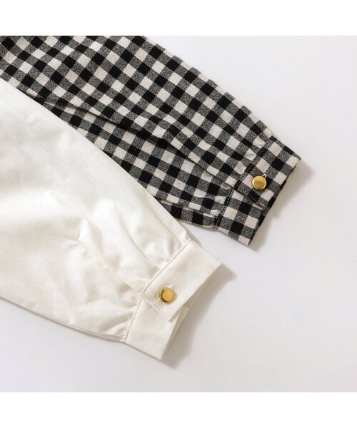 apres les cours（アプレレクール）の「【リンク】セーラーカラーシャツ（シャツ/ブラウス・キッズ・チェック/アイボリー・80/90/100/110/120/130）」の9枚目の写真