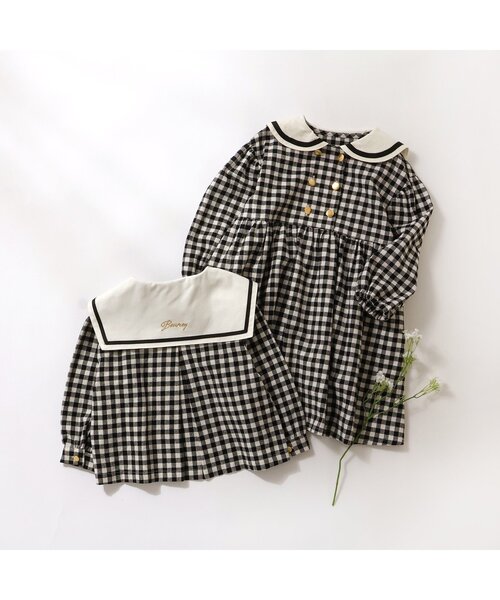 apres les cours（アプレレクール）の「【リンク】セーラーカラーシャツ（シャツ/ブラウス・キッズ・チェック/アイボリー・80/90/100/110/120/130）」の10枚目の写真