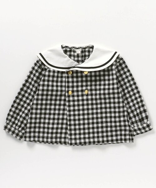 apres les cours（アプレレクール）の「【リンク】セーラーカラーシャツ（シャツ/ブラウス・キッズ・チェック/アイボリー・80/90/100/110/120/130）」の13枚目の写真