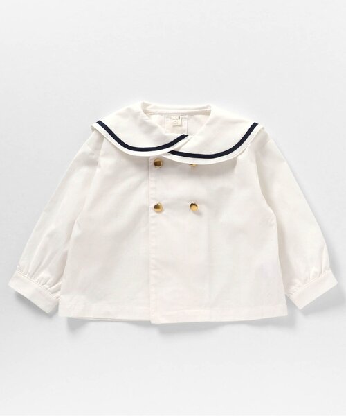 apres les cours（アプレレクール）の「【リンク】セーラーカラーシャツ（シャツ/ブラウス・キッズ・チェック/アイボリー・80/90/100/110/120/130）」の14枚目の写真