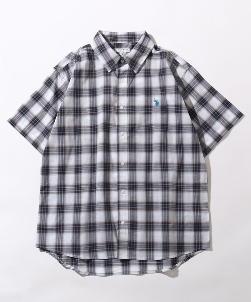 U.S. POLO ASSN.(ユーエスポロアッスン)の「【U.S. POLO ASSN./ユーエスポロアッスン】マドラスチェック ワンポイント刺繍 レギュラーカラーショートスリーブシャツ(シャツ/ブラウス・メンズ・レッド系その他/パープル系その他/ブラウン系その他・M/L/LL)」の4枚目の写真