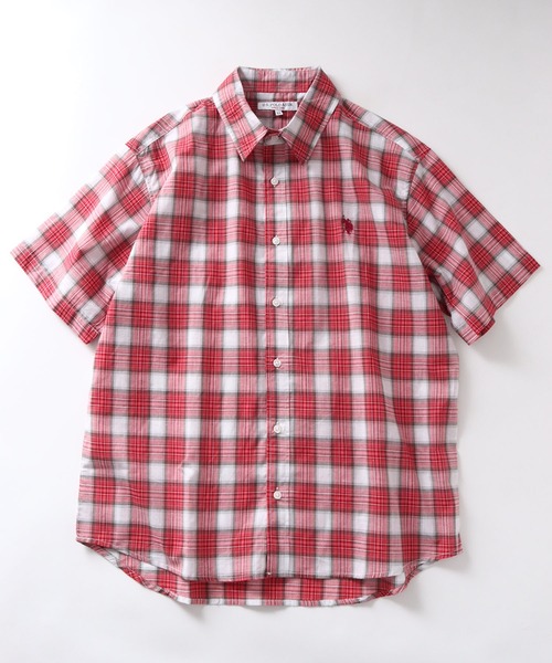 U.S. POLO ASSN.(ユーエスポロアッスン)の「【U.S. POLO ASSN./ユーエスポロアッスン】マドラスチェック ワンポイント刺繍 レギュラーカラーショートスリーブシャツ(シャツ/ブラウス・メンズ・レッド系その他/パープル系その他/ブラウン系その他・M/L/LL)」の9枚目の写真