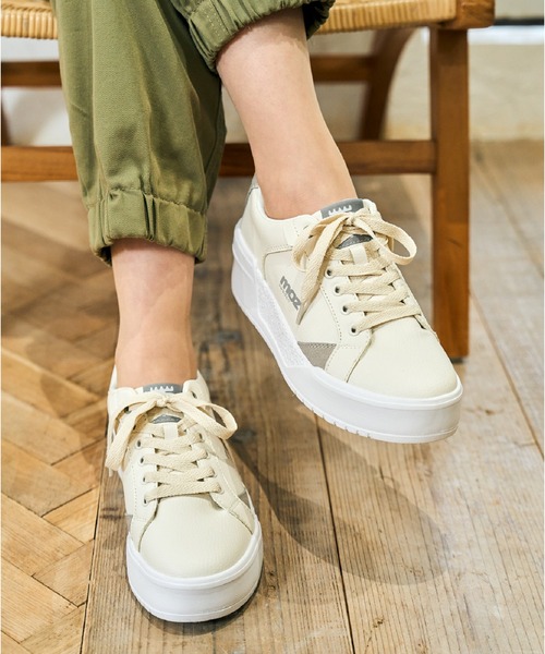 moz(モズ)の「moz(モズ)フェイクレザー厚底コートスニーカー(スニーカー・レディース・ブルー/ベージュ/ブラック×ホワイト/ピンク/カーキ・22.5cm/23.0cm/23.5cm/24.0cm/24.5cm/25.0cm)」の20枚目の写真