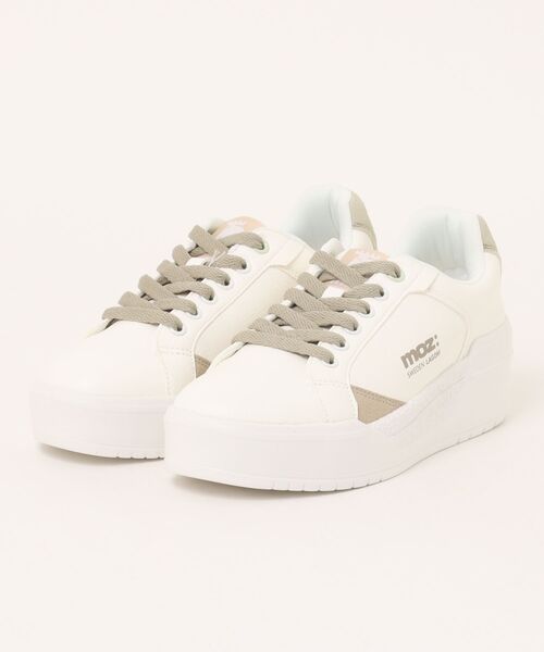 もーもー セール】moz(モズ)フェイクレザー厚底コートスニーカー（スニーカー