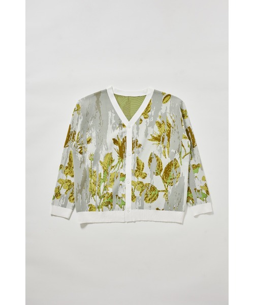 【Ameno Auro/アメノアウロ】ウォッシャブルアブストラクトフラワーカーディガン