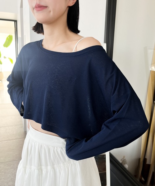 Heather(ヘザー)の「シアークロップドTEE 113087(Tシャツ/カットソー・レディース・イエロー/ネイビー/ピンク・FREE)」の2枚目の写真