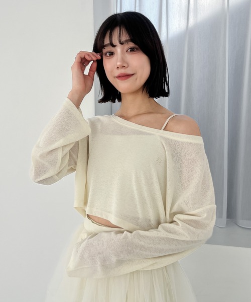 Heather(ヘザー)の「シアークロップドTEE 113087(Tシャツ/カットソー・レディース・イエロー/ネイビー/ピンク・FREE)」の15枚目の写真