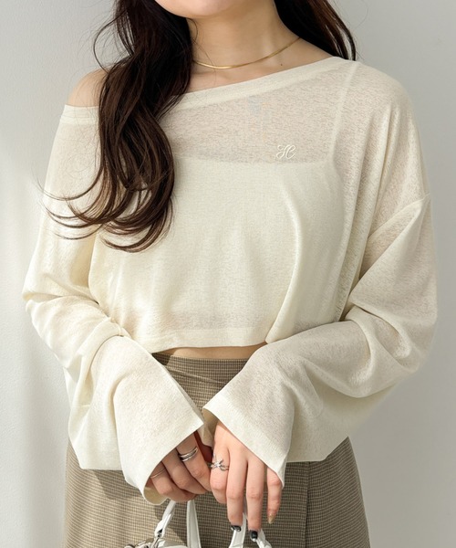 Heather(ヘザー)の「シアークロップドTEE 113087(Tシャツ/カットソー・レディース・イエロー/ネイビー/ピンク・FREE)」の22枚目の写真