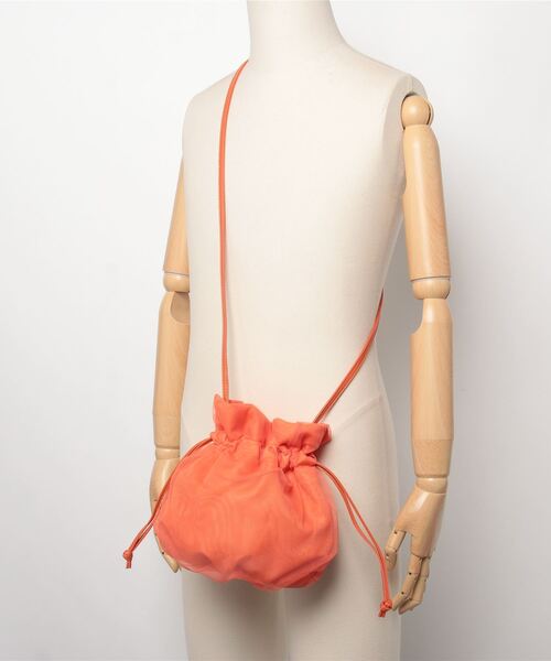 SPRUCE(スプルース)の「EM:超軽量87g SPRUCEチュルショルダー チュール巾着バッグ(ショルダーバッグ・レディース・オレンジ/イエロー/ブラック/アイボリー/ラベンダー・FREE)」の9枚目の写真