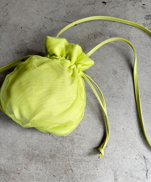 SPRUCE(スプルース)の「EM:超軽量87g SPRUCEチュルショルダー チュール巾着バッグ(ショルダーバッグ・レディース・オレンジ/イエロー/ブラック/アイボリー/ラベンダー・FREE)」の5枚目の写真