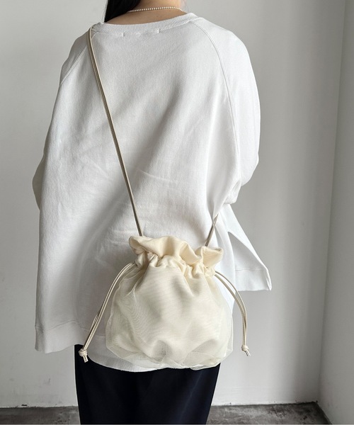 SPRUCE(スプルース)の「EM:超軽量87g SPRUCEチュルショルダー チュール巾着バッグ(ショルダーバッグ・レディース・オレンジ/イエロー/ブラック/アイボリー/ラベンダー・FREE)」の11枚目の写真