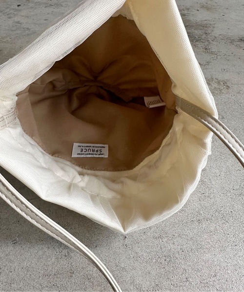 SPRUCE(スプルース)の「EM:超軽量87g SPRUCEチュルショルダー チュール巾着バッグ(ショルダーバッグ・レディース・オレンジ/イエロー/ブラック/アイボリー/ラベンダー・FREE)」の13枚目の写真