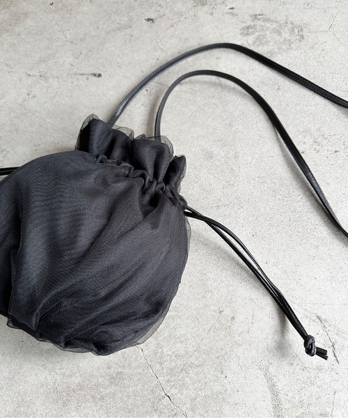 SPRUCE(スプルース)の「EM:超軽量87g SPRUCEチュルショルダー チュール巾着バッグ(ショルダーバッグ・レディース・オレンジ/イエロー/ブラック/アイボリー/ラベンダー・FREE)」の21枚目の写真