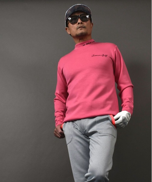 COMON GOLF(コモンゴルフ)の「柔らかいエアーポンチジャージ素材 長袖モックネック ゴルフシャツ(Tシャツ/カットソー・メンズ・ブラック/ピンク/ホワイト・M/L/XL/XXL)」の13枚目の写真