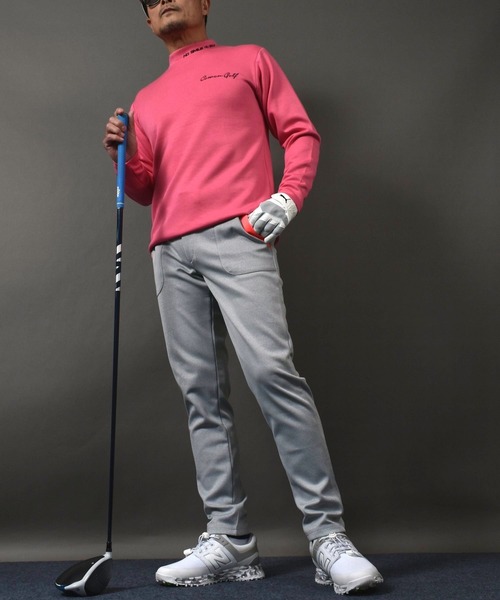 COMON GOLF(コモンゴルフ)の「柔らかいエアーポンチジャージ素材 長袖モックネック ゴルフシャツ(Tシャツ/カットソー・メンズ・ブラック/ピンク/ホワイト・M/L/XL/XXL)」の14枚目の写真