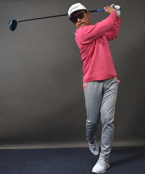 COMON GOLF(コモンゴルフ)の「柔らかいエアーポンチジャージ素材 長袖モックネック ゴルフシャツ(Tシャツ/カットソー・メンズ・ブラック/ピンク/ホワイト・M/L/XL/XXL)」の16枚目の写真